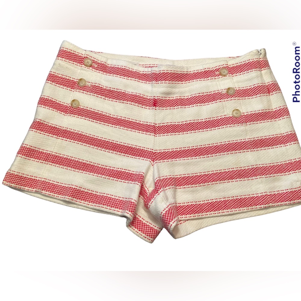 LOFT striped sailor shorts with side zip and faux front buttons-🇺🇸
